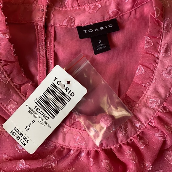 NWT Torrid Pink Heart Clip-Dot Mock Neck Top Size 0 (Large/12) - Picture 8 of 10